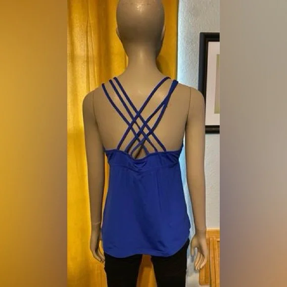 Like New Medium Ana Tankini Top Beautiful Blue padding slimming flattering Cute - Picture 6 of 14